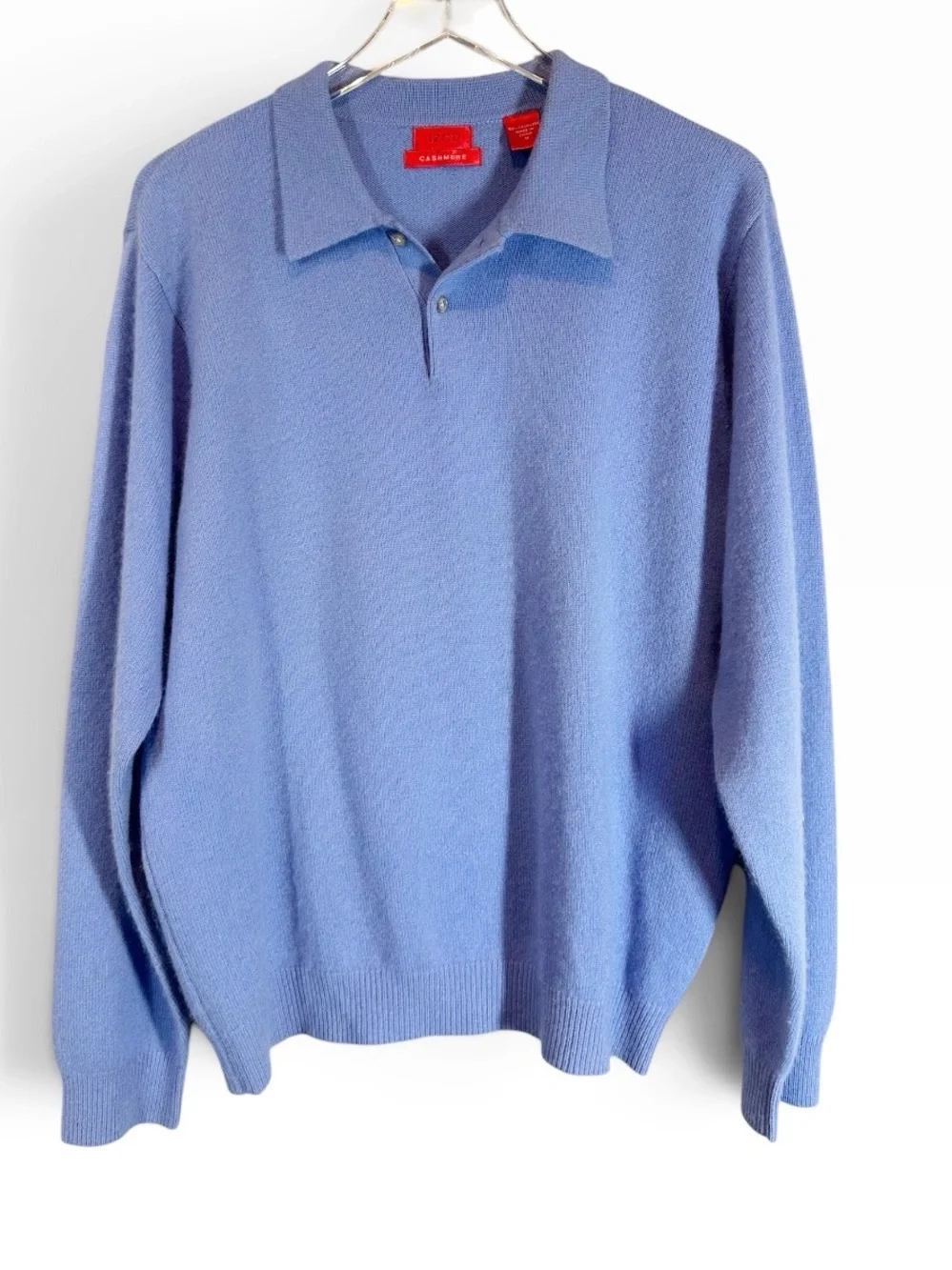 Vintage IZOD Men's Medium Blue Cashmere Polo Style Sweater